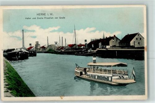 Herne 1913 Hafen und Zeche Friedrich der Große
