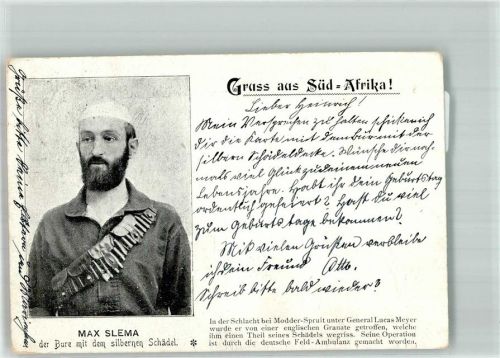Max Slema mit dem silbernen Schädel Gruß aus Süd Afrika