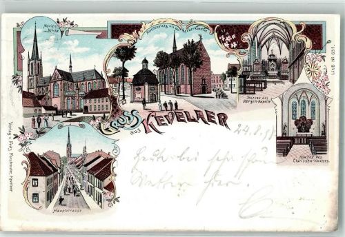Kevelaer 1898 Marienkirche Kapellenplatz Kerzerkapelle Hauptstraße Altaransicht des Clarissenkloster