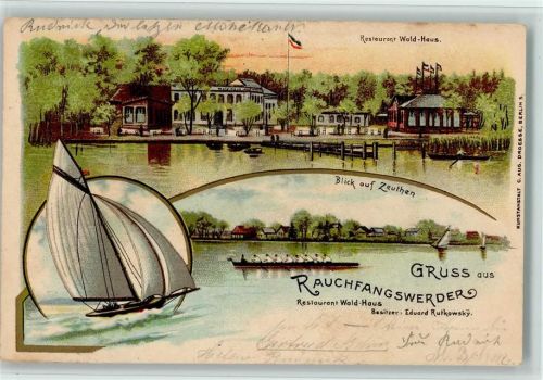 Rauchfangswerder 1902 Gruss aus - Restaurant Wald-Haus, Segelboot, AK