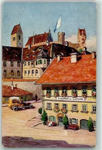 Füssen Gasthaus zum Löwen Hohes Schloß sign. Franz Löffler