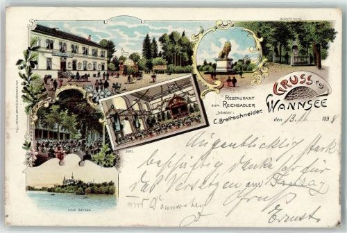 Wannsee 1898 Gasthaus zum Reichsadler Ballsaal Denkmal Kleist's Grab Villa Siemens