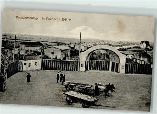 Puchheim 1915 WK I Barackenlager Pferdefuhrwerk 1914/1915