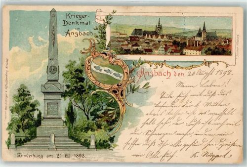 Ansbach 1898 Einweihung d. Kriegerdenkmal 21.8.1898