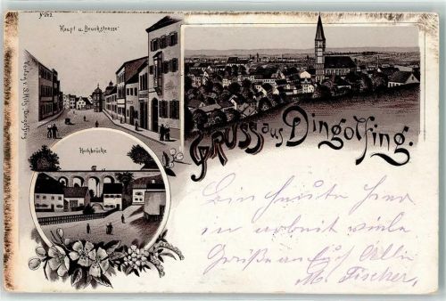 Dingolfing 1898 Haupt- und Bruckstraße Hochbrücke