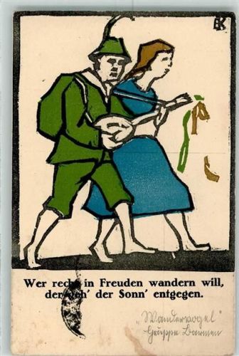 W5600 Barmen Wandervögel Zur Einweihung des Landheims der Barmer Wehrloge "Blühe auf" 1917 Freimaurer 1917 Künstlerkarte