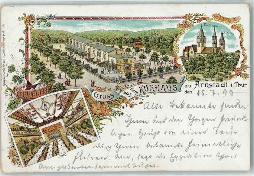 Arnstadt 1899 Liebfrauen-Kirche Gasthaus Kurhaus Saal