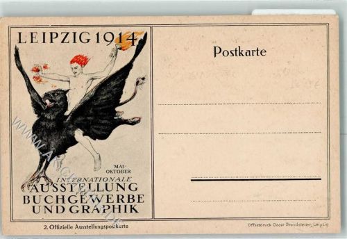 Leipzig 1914 Buchgewerbe und Graphik 2. Offiz. Karte Posterabdruck von Walter Thiemann