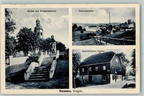 Nassau Kirche Kriegerdenkmal Geschäftshaus Geißler Überstempel