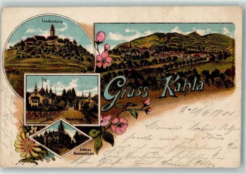 Kahla 1901 Schloß Hummelshain Fröhl. Wiederkunft Leuchtenburg
