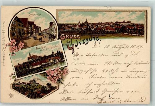 Günzburg 1899 Hauptstraße Frauenkirche Schloss