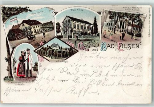 Bad Eilsen 1898 Hotel Rinne Villa Rinne Kursaal Arensburg Bückeburger Landestracht Trachtenpaar