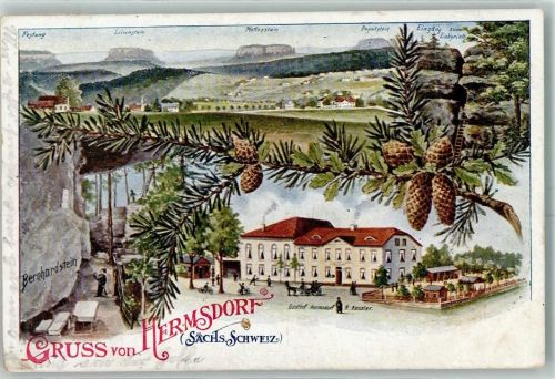 Hermsdorf 1916 Bernhardstein Gasthaus H. Kessler Tannenzweig