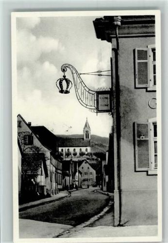 79424 W7841 Auggen 1951 - Wirtshausschild mit einer Krone - Gasthaus zur Weinstube