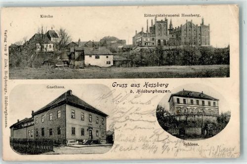 Heßberg 1904 Kirche Rittergutsbrauerei Hessberg Gasthaus Schloss