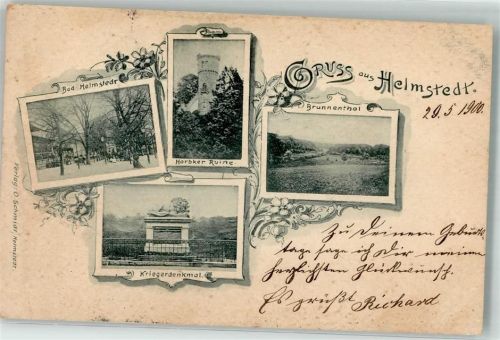 Helmstedt 1900 Horber Ruine Kriegerdenkmal Brunnental