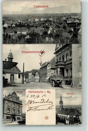 Herbolzheim 1912 Ringsheimerstraße Rathaus Kirche