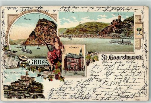 St. Goarshausen 1898 Burg Katz Loreley Burg Reichenberg Turnhalle