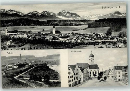 Schongau Fabrik Marienplatz Kirche Brunnen