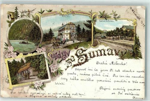 Zelezná Ruda 1898 Bahnhof von Špicák Cerne jezero Pension Prokop Hotel