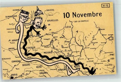 Serie Nr. 6 Deutschland kämpft mit Frankreich Karikatur AK