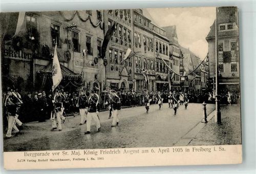 Freiberg 1905 Bergparade vor König Friedrich August 1905 Fahnenträger