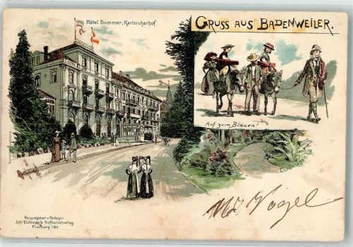 Badenweiler Gruss aus Esel für die Touristen Hotel Sommer, Karlsruher Hof Verlag Elchlepp