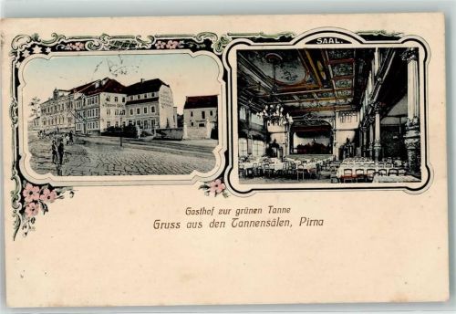 Pirna 1912 Gasthaus zur grünen Tanne Speisesaal