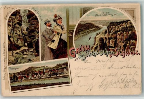 Wehlen Stadt 1898 Sächsische Schweiz Bastei
