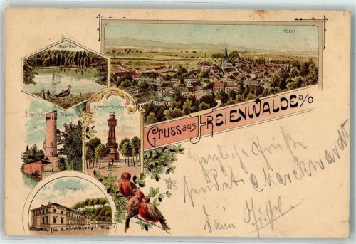 Bad Freienwalde 1898 Bismarck Turm Kriegerdenkmal Kurhaus Baa See Kirche Vögel Gruss