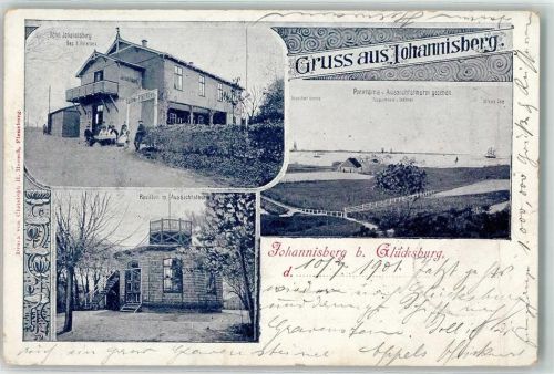 Glücksburg 1901 Hotel Johannisberg Pavillon Aussichtsturm Kirche Offene See Schiff