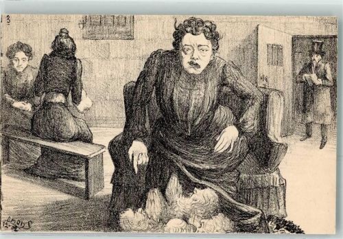 1902 Frauengefängnis Denizard Karikatur sign. Orens