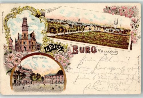Burg 1897 Paradeplatz Post Lithographie