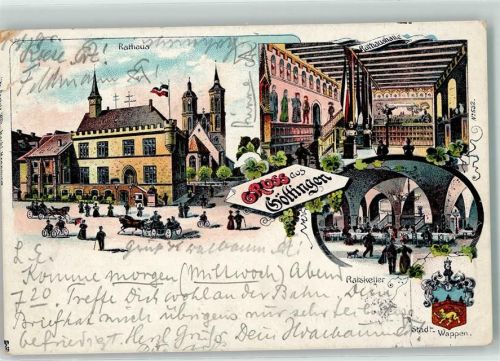 Göttingen 1902 Rathaus Rathaushalle Ratskeller Stadt-Wappen