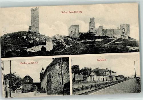 Herleshausen 1914 Ruine Brandenburg Kirche Schule Bahnhof