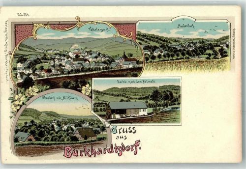 09235 O9135 Burkhardtsdorf Lithographie Am Mühlberg Niederdorf Oberdorf