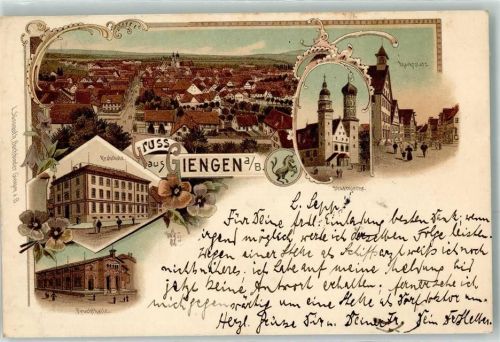 Giengen 1897 Stadtkirche Realschule Marktplatz Fruchthalle Ottmar Zieher