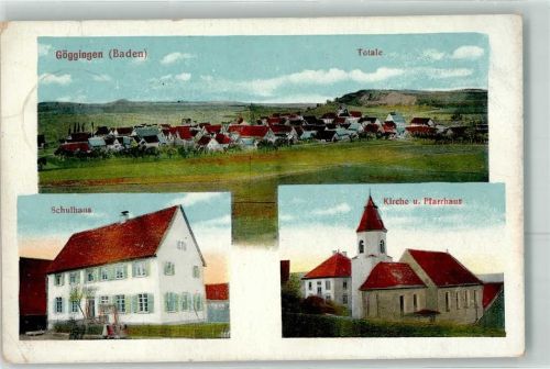 Göggingen 1912 Schulhaus Kirche Pfarrhaus