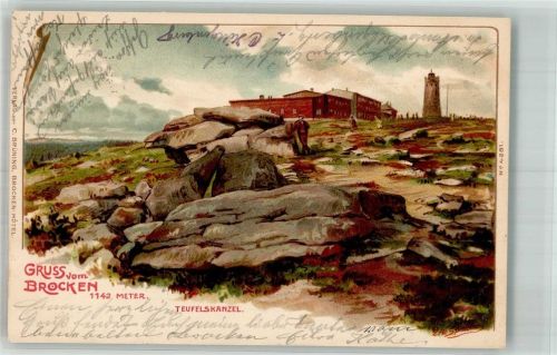 Brocken 1901 Teufelskanzel Brockenhaus Brockenturm sign. Spindler