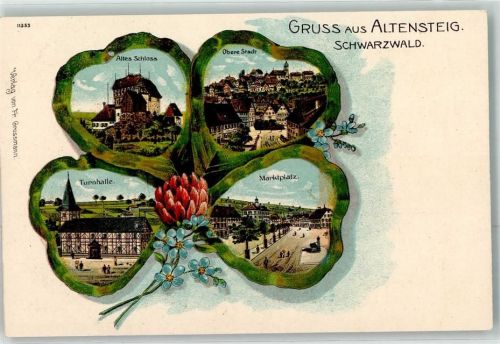 Altensteig Altes Schloss Obere Stadt Turnhalle Marktplatz Vierblättriger Klee Passepartout