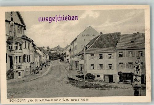 Bonndorf Neue Strasse Buchdruckerei Gasthaus zum Kranz Stempel ausgeschieden Foto AK