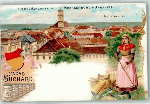 Neustrelitz Grossherzogthum Mecklenburg Cacao Suchard Wappen Rot Gelb Tracht Landwirtschaft