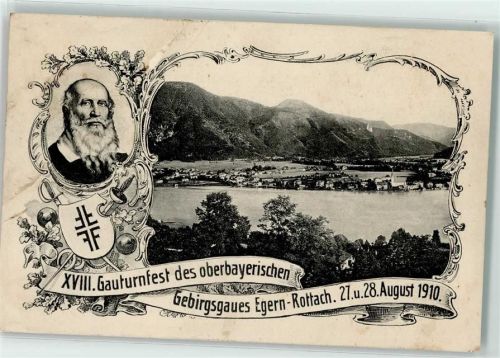 Rottach-Egern 1910 18. Gauturnfest 1910 Wappen Degen Säbel Portrait Turnvater Jahn