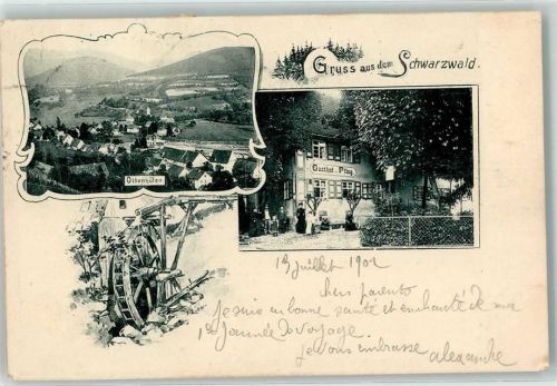 Ottenhöfen 1902 Mühlrad Gasthaus zum Pflug