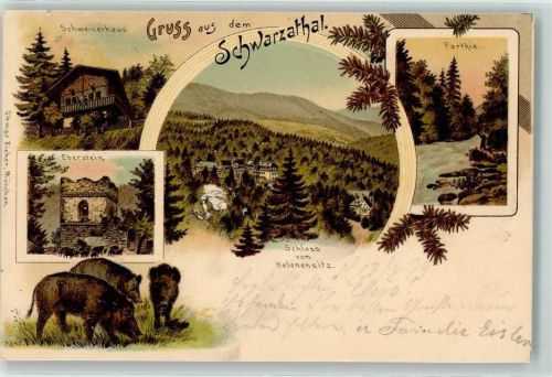 Schwarzatal 1899 Eber Eberstein Schweizerhaus Schloß vom Helensitz
