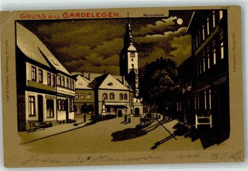 Gardelegen Rathaus Konditorei Litographie-Mondschein