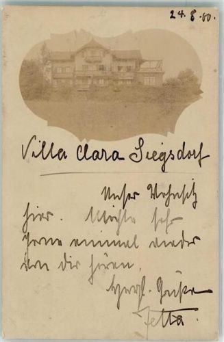 Siegsdorf 1900 Villa Clara Ort handschriftlich Bahnpost Frühes Foto