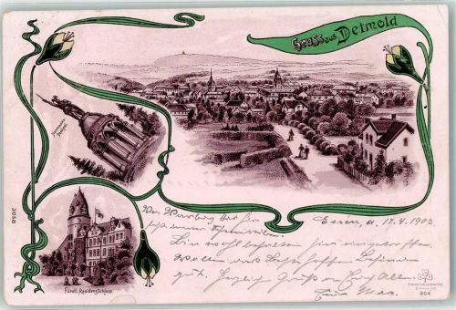 Detmold 1903 Hermanns Denkmal Fürstl. Residenzschloss