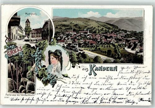 Kandern 1900 Wolfsschlucht Marktplatz Tracht Bahnhof Eisenbahn