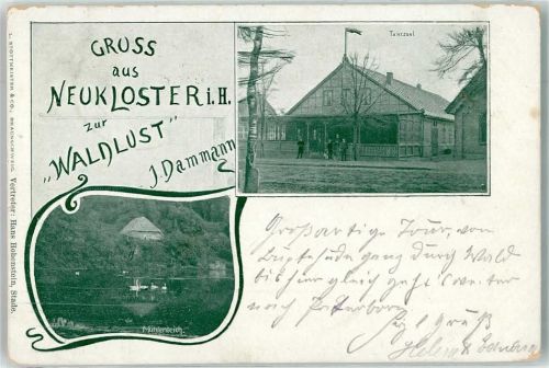 Neukloster 1901 Bahnpost Hamburg Cuxhaven Zug 359 18.6.01 Gasthaus zur Waldlust Mühlenteich